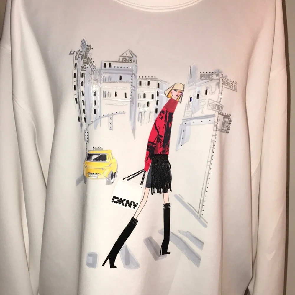 DKNY womens crossing times square print sweatshirt NWT size XL - Picture 4 of 17